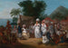 van de Linnenmarkt met een linnenkraam en een groentewinkelier op de Antillen - Agostino Brunias — weergave van het kunstwerk