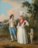 Een jong stel en een kind wandelend op de Dominicaanse Republiek - Agostino Brunias — weergave van het kunstwerk