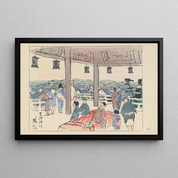 Sanctuary of Kozu dedicated to Emperor Nintoku - Akamatsu Rinsaku — framed artwork on a wall
