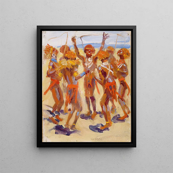 van Guerriers Kikuyu dansend - Akseli Gallen-Kallela — ingelijst kunstwerk aan de muur