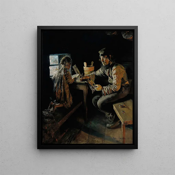 Eerste les - Akseli Gallen-Kallela — ingelijst kunstwerk aan de muur