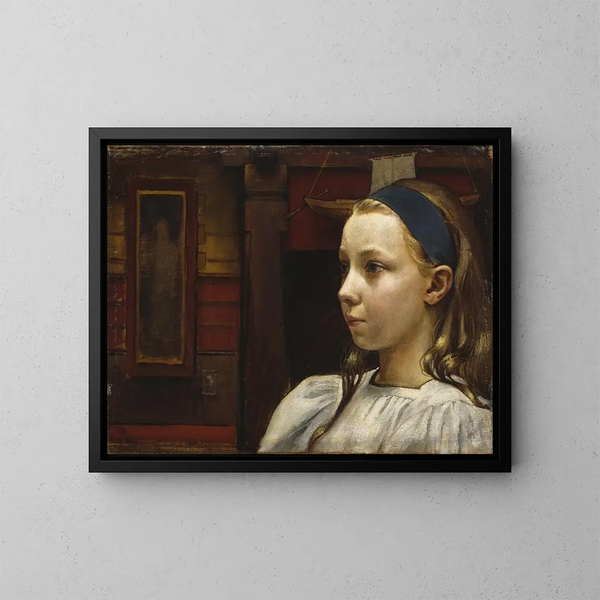 Head of Girl, Little Anna - Akseli Gallen-Kallela — framed artwork on a wall