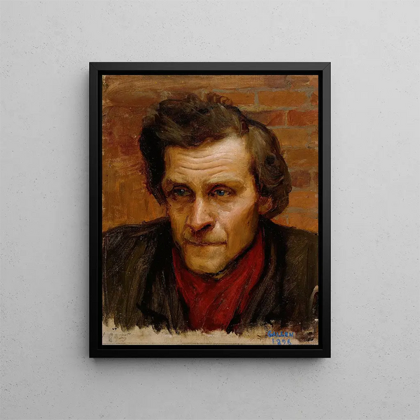 Studie van een mannenhoofd voor het schilderij Aan de rand van de rivier Tuonela - Akseli Gallen-Kallela — ingelijst kunstwerk aan de muur