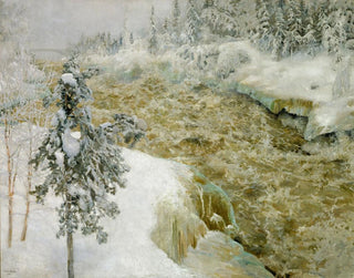 van Chutes d'Imatra onder de sneeuw in de winter - Akseli Gallen-Kallela — weergave van het kunstwerk