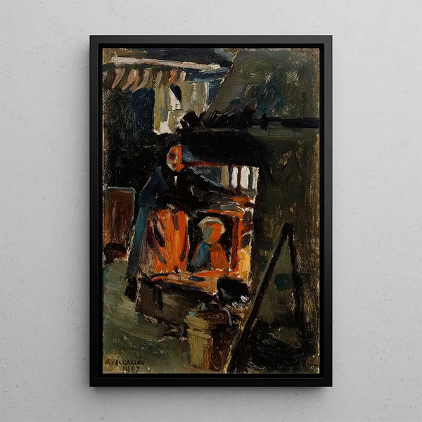 Voor de kachel in de woonkamer - Akseli Gallen-Kallela — ingelijst kunstwerk aan de muur