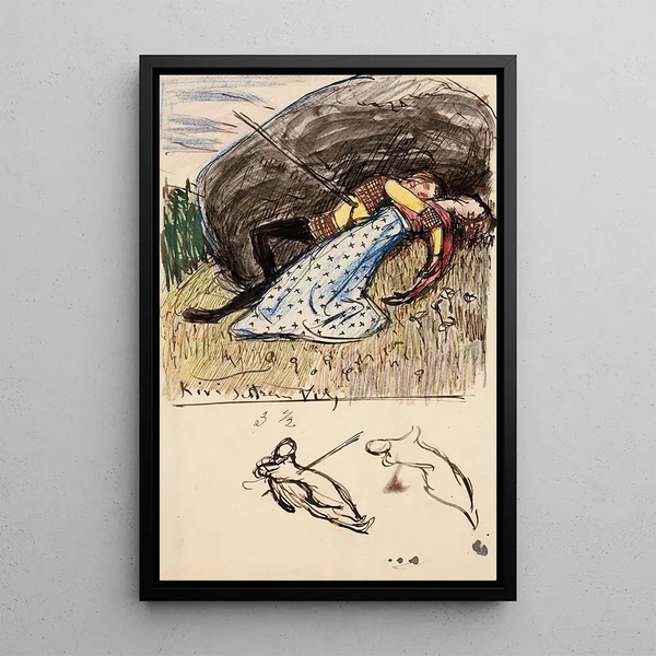 Esquisses pour le jeune homme et la jeune fille transpercés - Akseli Gallen-Kallela — ingelijst kunstwerk aan de muur