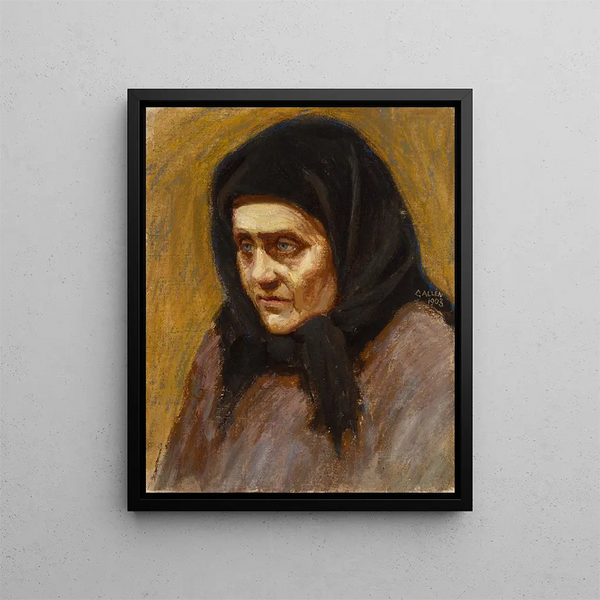 De Vrouw met het zwarte hoofddoekje - Akseli Gallen-Kallela — ingelijst kunstwerk aan de muur