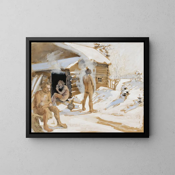 Buiten de sauna - Akseli Gallen-Kallela — ingelijst kunstwerk aan de muur