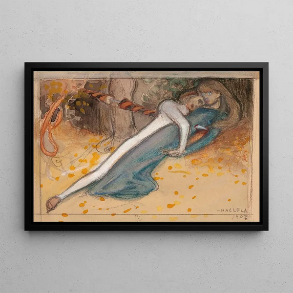Esquisse du jeune homme et de la jeune fille percée - Akseli Gallen-Kallela — ingelijst kunstwerk aan de muur