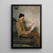 Farmhouse painting reading on the stove bench - Albert Anker — framed artwork on a wall