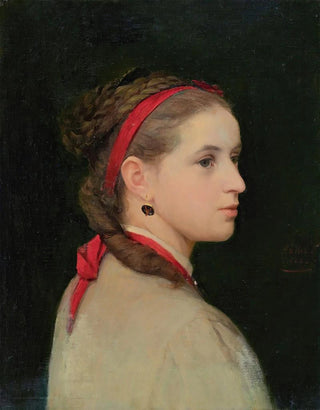 Albert Anker - Girl With Red Hair Ribbon.webp