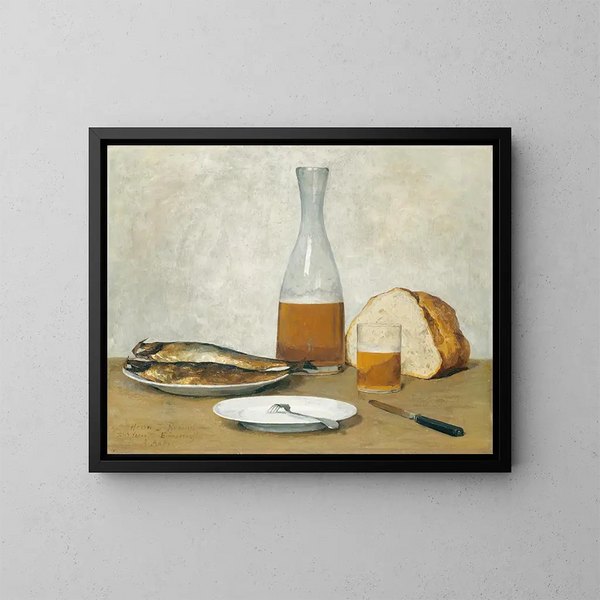 Natuurschilderij met haringen - Albert Anker — ingelijst kunstwerk aan de muur
