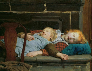 Albert Anker - Two sleeping girls on the stove bench.webp