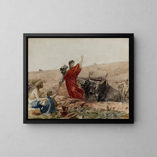 L'Abondance encouraging Work - Albert Besnard — framed artwork on a wall