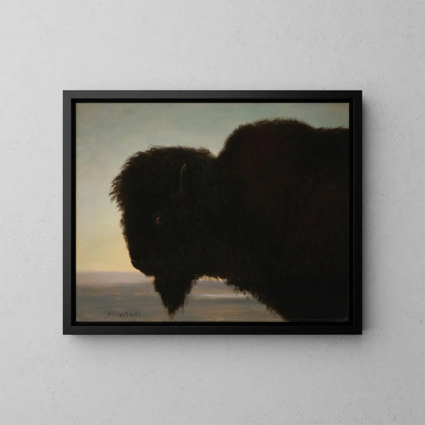 Bufflehoofd - Albert Bierstadt — ingelijst kunstwerk aan de muur