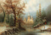 Landschap met winterse romantiek met schaatsers op ijs bij een kasteel - Albert Bredow — weergave van het kunstwerk