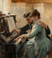 bij de piano - Albert Edelfelt — weergave van het kunstwerk