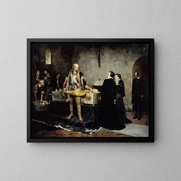 De hertog Karl beledigt het lichaam van Klaus Fleming - Albert Edelfelt — ingelijst kunstwerk aan de muur
