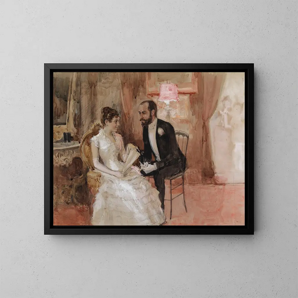 scène op het bal - Albert Edelfelt — ingelijst kunstwerk aan de muur