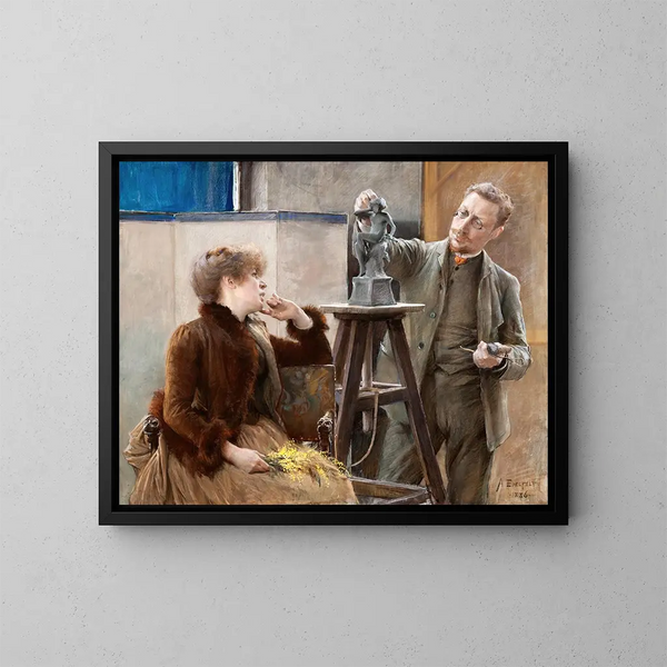 De beeldhouwer Ville Vallgren en zijn vrouw - Albert Edelfelt — ingelijst kunstwerk aan de muur