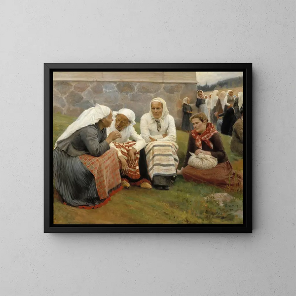 van Vrouwen voor de kerk van Ruokolahti - Albert Edelfelt — ingelijst kunstwerk aan de muur