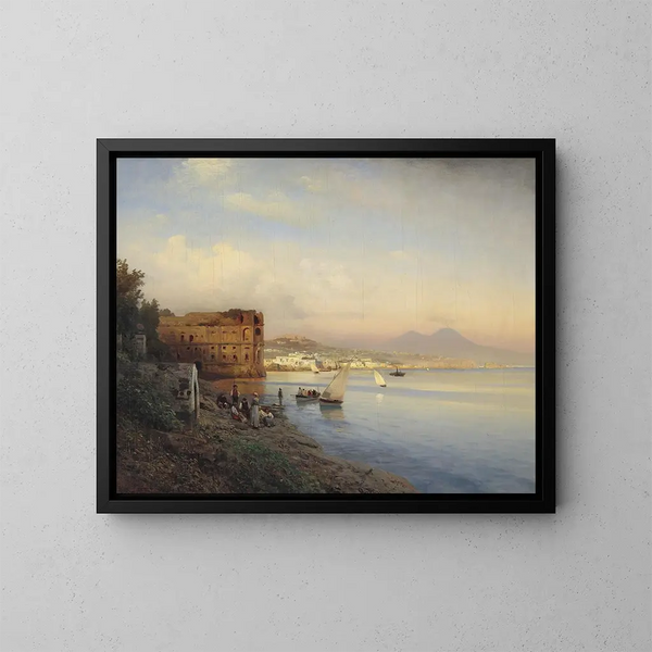 View of the Bay of Naples - Albert Flamm — framed artwork on a wall