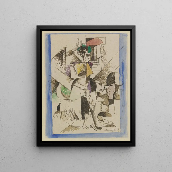 Portret kubistisch - Albert Gleizes — ingelijst kunstwerk aan de muur