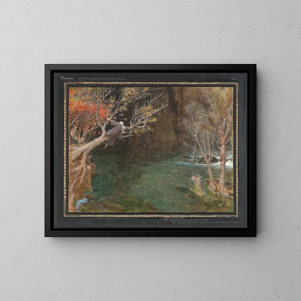 Rasselas verkennend de ondergrondse rivier - Albert Goodwin — ingelijst kunstwerk aan de muur