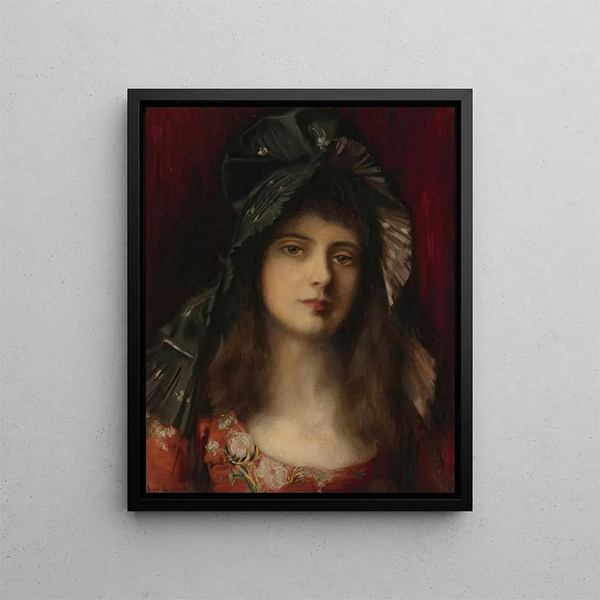 The Green Bonnet - Albert Lynch — framed artwork on a wall