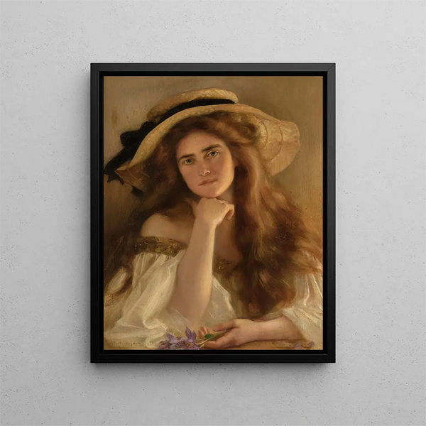 Young woman wearing a large hat - Albert Lynch — framed artwork on a wall