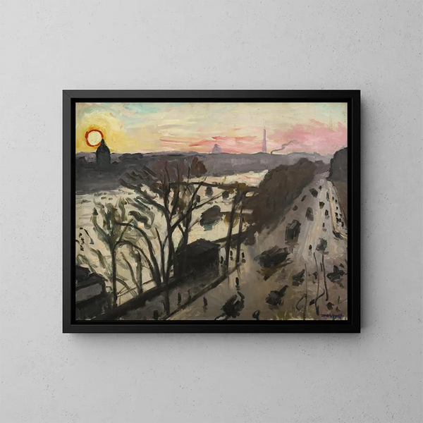 Parijs, quai du Louvre, winterzon - Albert Marquet — ingelijst kunstwerk aan de muur
