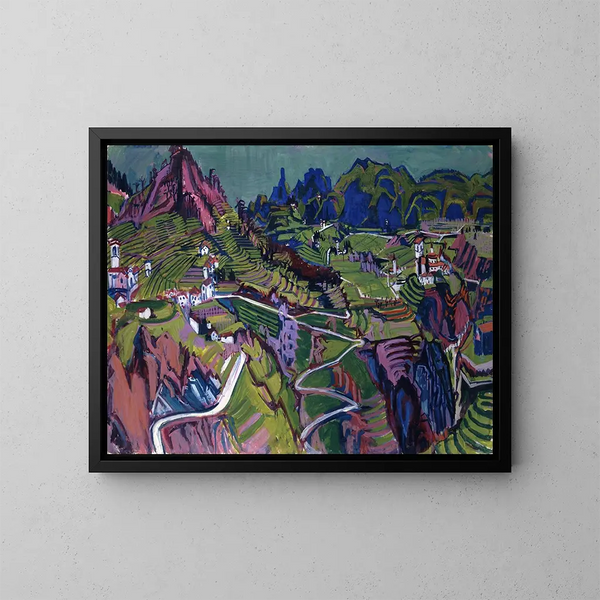 Large landscape painting of Ticino - Albert Müller — framed artwork on a wall