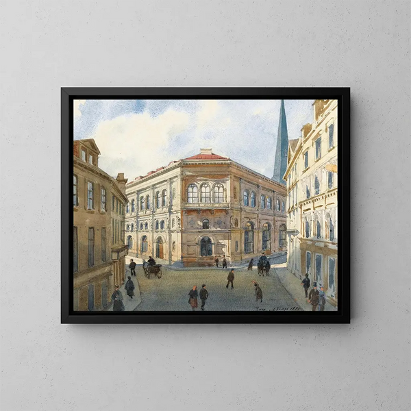 View of the Riga Stock Exchange - Albert Nikolaïevitch Benois — framed artwork on a wall