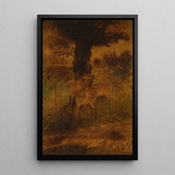 A stag and two does - Albert Pinkham Ryder — framed artwork on a wall