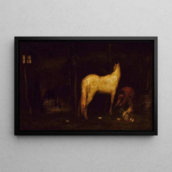 In the Stable - Albert Pinkham Ryder — framed artwork on a wall