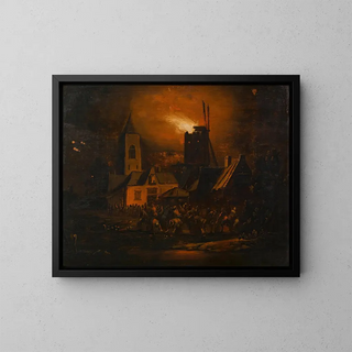 Albert Poel - Brand einer Windmhle Nachtstck.webp