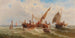 Vissersboten tegen een Venetiaanse silhouet - Albert Rieger — weergave van het kunstwerk