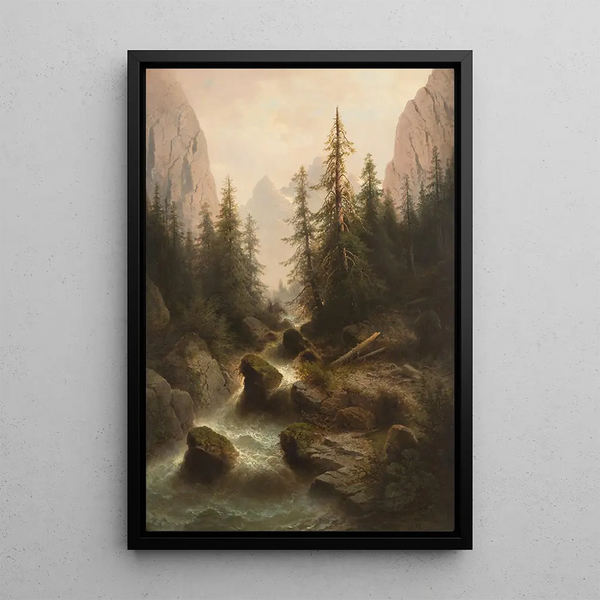 Reproduction of the painting Mountain Stream Painting - Albert Rieger