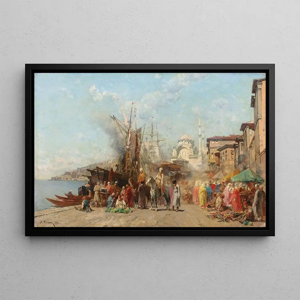 Alberto Pasini - A market before Nusretiye Camii mosque in Tophane Constantinople.webp