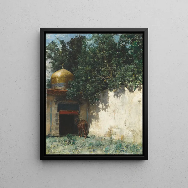Waiting for the return of its masters - Alberto Pasini — framed artwork on a wall