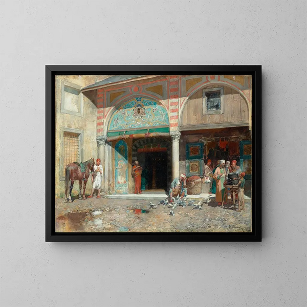 in front of the mosque - Alberto Pasini — framed artwork on a wall