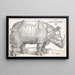 De Neushoorn - Albrecht Dürer — ingelijst kunstwerk aan de muur
