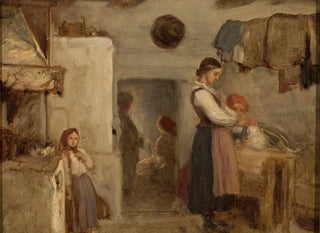 Aleksander Kotsis - Peasant cottage interior.webp