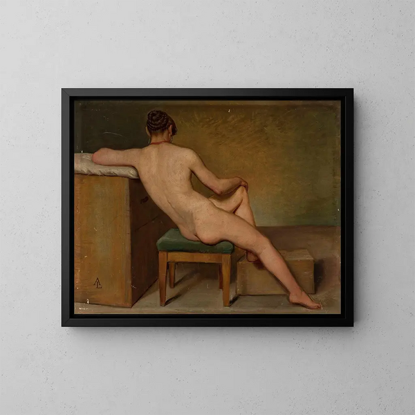Nude female painting - Aleksander Lesser — framed artwork on a wall