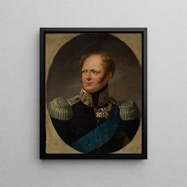 Portrait of Tsar Alexander I - Aleksander Ludwik Molinari — framed artwork on a wall