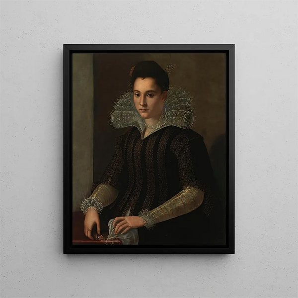 Portrait of a Lady - Alessandro Allori — framed artwork on a wall
