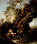 Landschap met de Verleiding van Christus - Alessandro Magnasco — weergave van het kunstwerk