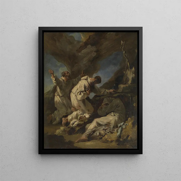 Moines en prière - Alessandro Magnasco — framed artwork on a wall