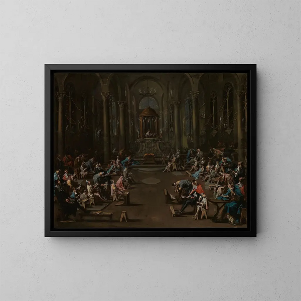 La Synagogue - Alessandro Magnasco — framed artwork on a wall