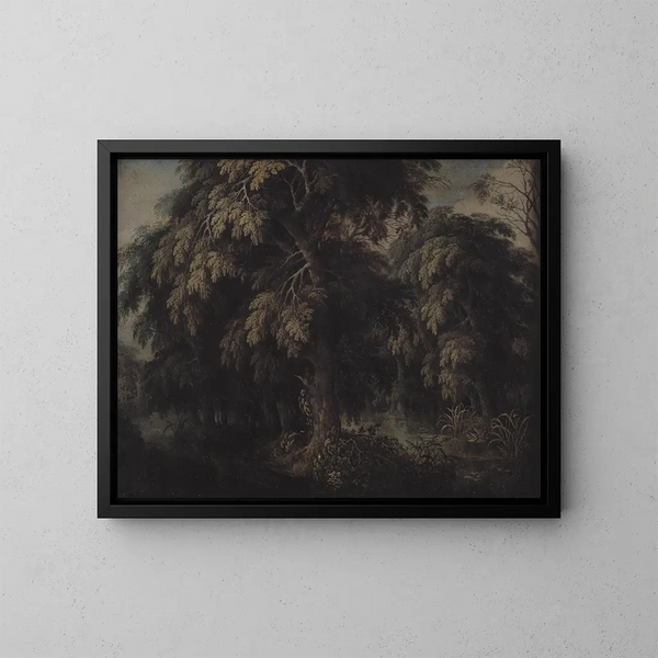 Landscape painting with wooded scenery - Alexander Keirincx — framed artwork on a wall
